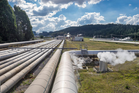 Geothermal power Station,  near Taupo New Zealandの写真素材