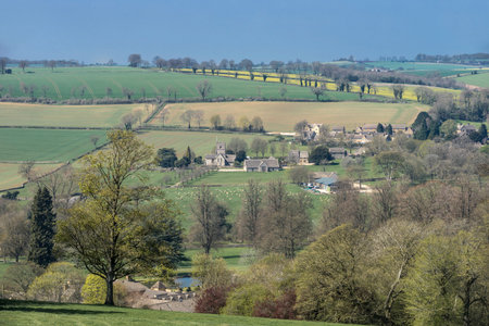 Small Cotswold Village set in the English Countryside on a bright spring dayの写真素材