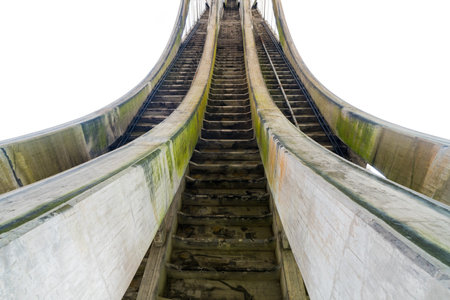 Underside of a modern concrete road bridge span, Berwick upon Tweed, UK. High gain.の写真素材