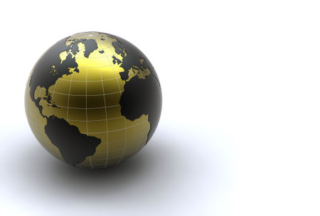 golden earth on white backgroundの写真素材