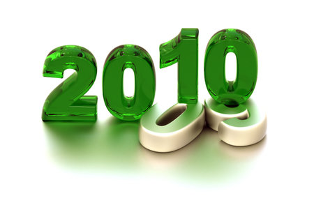3d green 2010 shape on white background 
