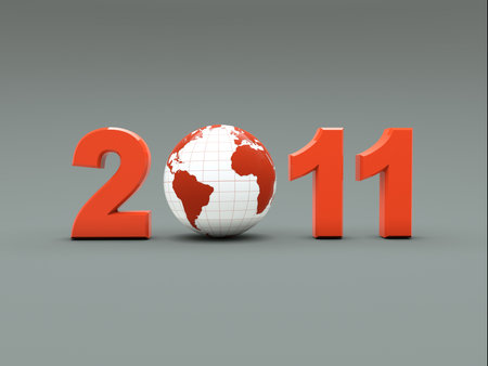 New year 2011 illustration with 3d globe