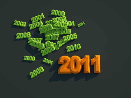 3d new year 2011 green shapeの写真素材