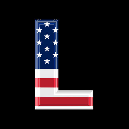 us 3d letter isolated on black background - Lの写真素材