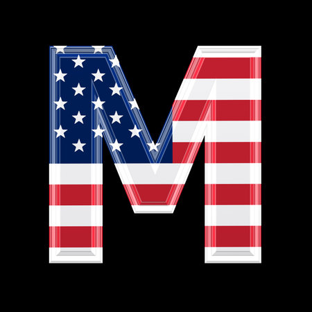 us 3d letter isolated on black background - Mの写真素材