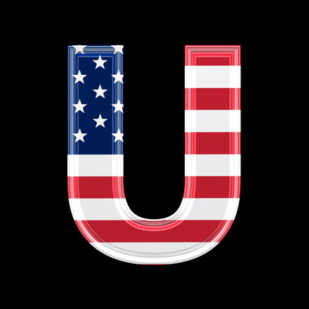 us 3d letter isolated on black background - Uの写真素材
