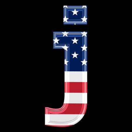 us 3d letter isolated on black background - jの写真素材