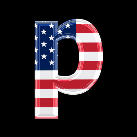us 3d letter isolated on black background - pの写真素材
