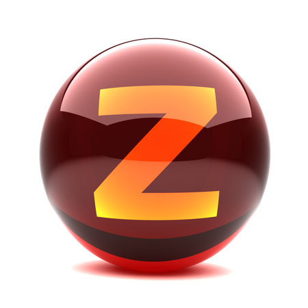 3d glossy sphere with orange letter - Zの写真素材