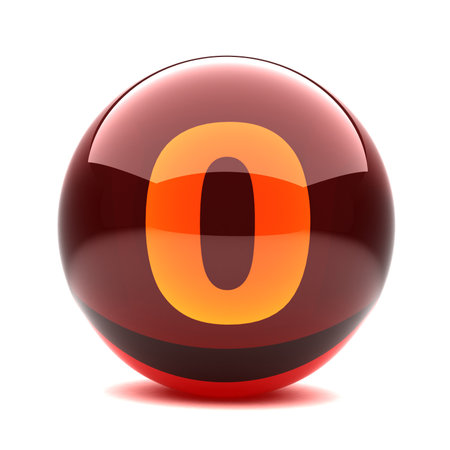 3d glossy sphere with orange digit - 0の写真素材