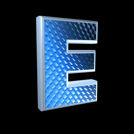 abstract 3d letter with blue pattern texture - Eの写真素材