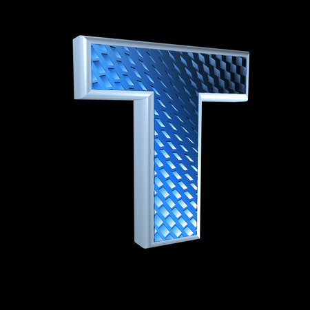abstract 3d letter with blue pattern texture - Tの写真素材