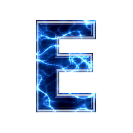 Electric 3d letter on white background - eの写真素材