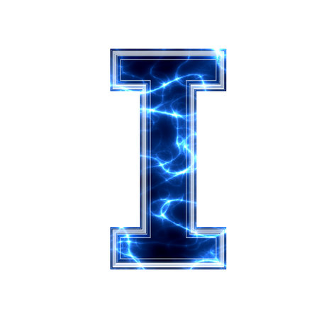Electric 3d letter on white background - iの写真素材