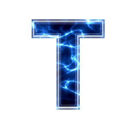 Electric 3d letter on white background - tの写真素材