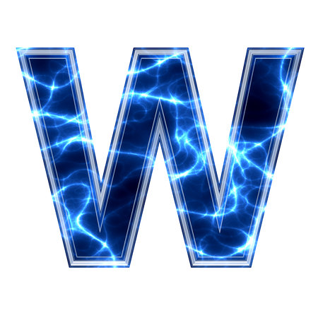 Electric 3d letter on white background - wの写真素材