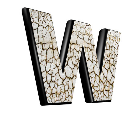 abstract 3d letter with dry ground texture - Wの写真素材