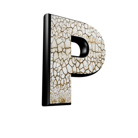 abstract 3d letter with dry ground texture - Pの写真素材