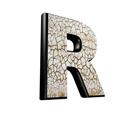 abstract 3d letter with dry ground texture - Rの写真素材