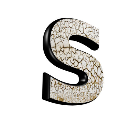 abstract 3d letter with dry ground texture - Sの写真素材