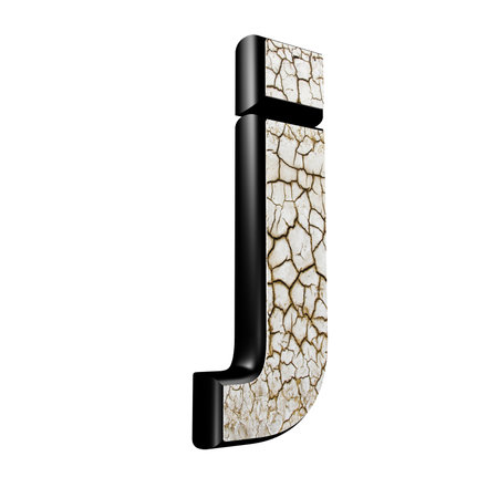 abstract 3d letter with dry ground texture - Jの写真素材