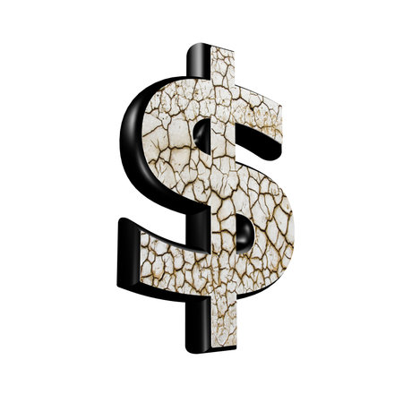 abstract 3d currency sign with dry ground texture - dollar curreの写真素材