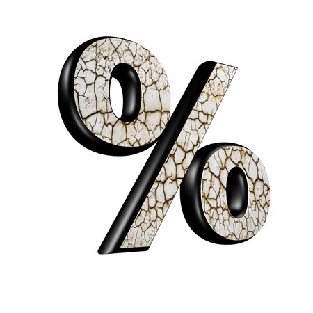 abstract 3d sign with dry ground texture - percentの写真素材