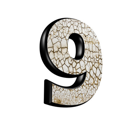 abstract 3d digit with dry ground texture - 9の写真素材