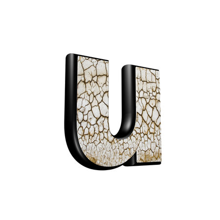 abstract 3d letter with dry ground texture - Uの写真素材