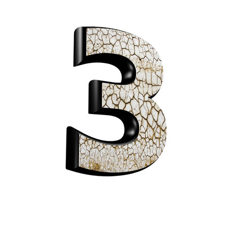 abstract 3d digit with dry ground texture - 3の写真素材