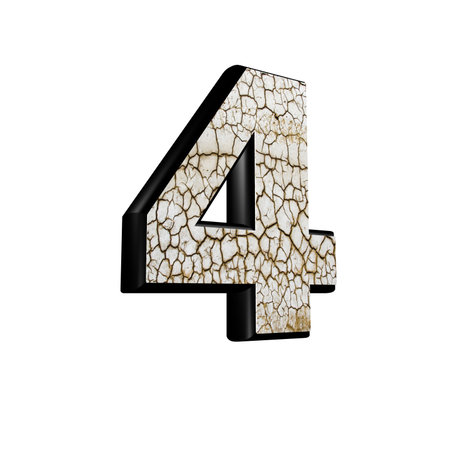 abstract 3d digit with dry ground texture - 4の写真素材
