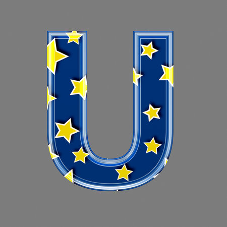 3d letter with star pattern - Uの写真素材