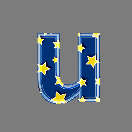 3d letter with star pattern - Uの写真素材