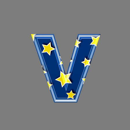 3d letter with star pattern - Vの写真素材