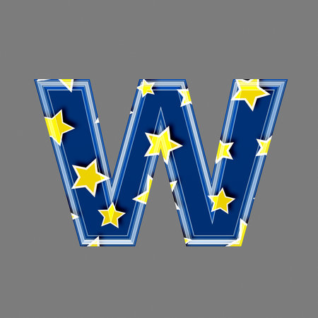 3d letter with star pattern - Wの写真素材