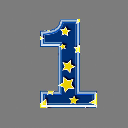 3d digit with star pattern - 1の写真素材