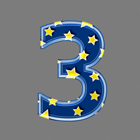 3d digit with star pattern - 3の写真素材