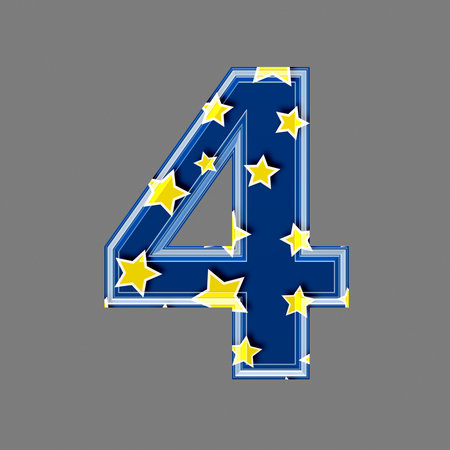 3d digit with star pattern - 4の写真素材