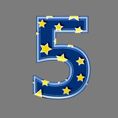 3d digit with star pattern - 5の写真素材
