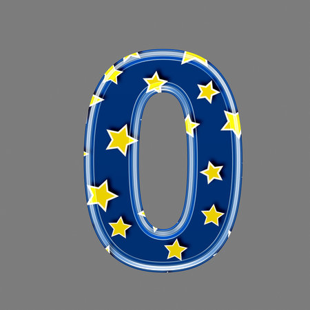 3d digit with star pattern - 0の写真素材