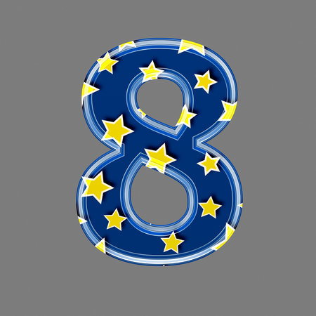 3d digit with star pattern - 8の写真素材