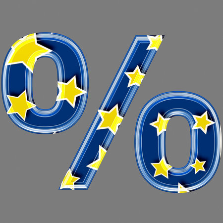 3d percent sign with star patternの写真素材