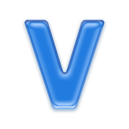 Aqua letter isolated on white background  - Vの写真素材