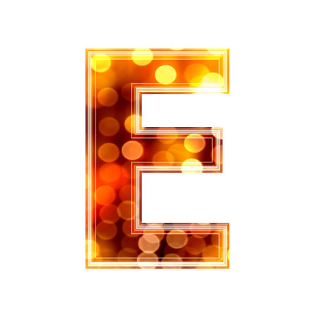 3d letter with glowing lights texture - Eの写真素材
