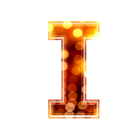 3d letter with glowing lights texture - Iの写真素材