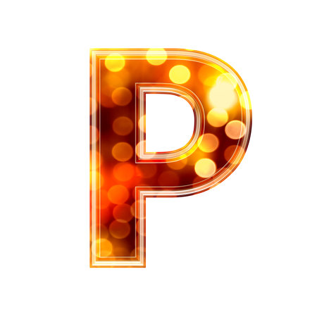 3d letter with glowing lights texture - Pの写真素材