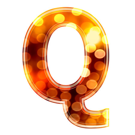 3d letter with glowing lights texture - Qの写真素材