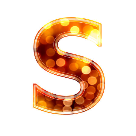 3d letter with glowing lights texture - Sの写真素材