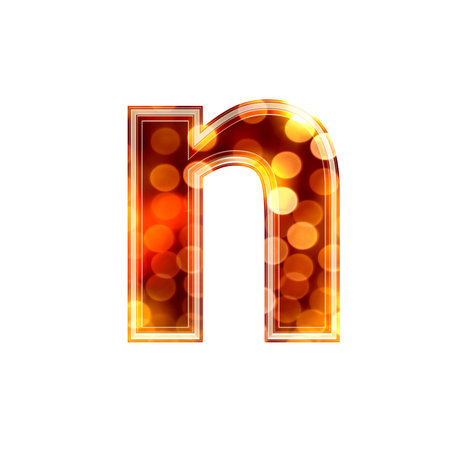3d letter with glowing lights texture - nの写真素材