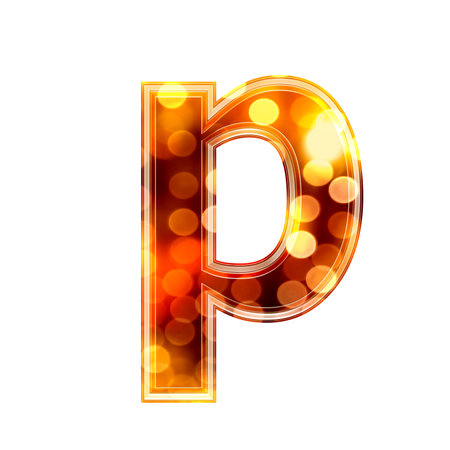 3d letter with glowing lights texture - pの写真素材